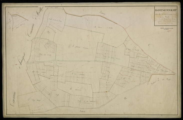 Plan du cadastre napoléonien - Davenescourt : Bois des Corettes (Le) ; Terrière (La), B