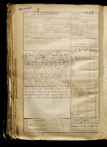 Ranson, Michel Emile Jules Anatole, né le 10 septembre 1897 à Abbeville (Somme), classe 1917, matricule n° 1148, Bureau de recrutement d'Abbeville