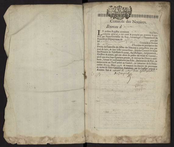 Contrôle des actes du bureau d'Albert pour la période du 26 juin 1714 au 23 avril 1718