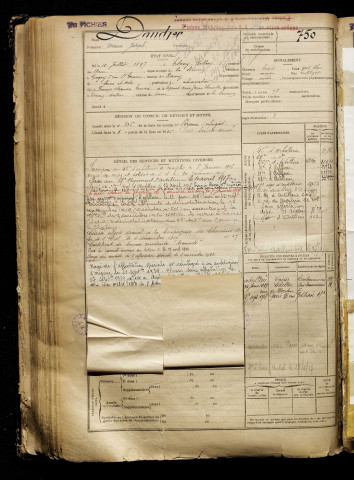 Daudré, Marie Joseph, né le 10 juillet 1897 à Esmery-Hallon (Somme), classe 1917, matricule n° 750, Bureau de recrutement de Péronne