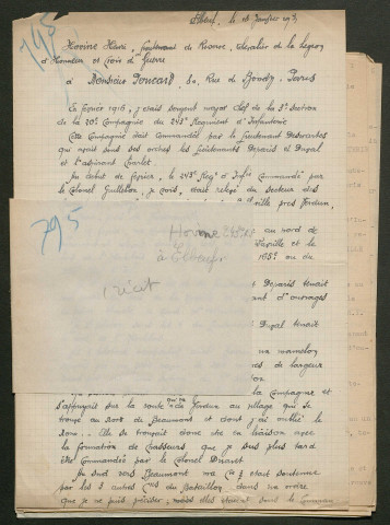 Témoignage de Hovine, Henri (Sergent major) et correspondance avec Jacques Péricard