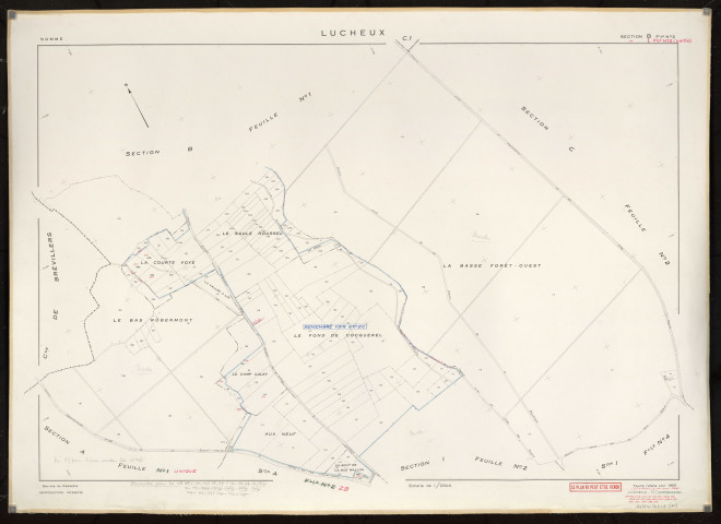 Plan du cadastre rénové - Lucheux : sections B2 et I2 (partie)