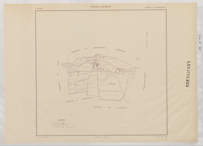 Plan du cadastre rénové - Feuillères : tableau d'assemblage (TA)