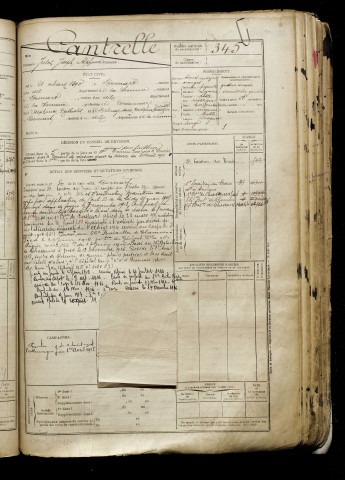 Cantrelle, Jules Joseph Alphonse, né le 21 mars 1890 à Domart-en-Ponthieu (Somme), classe 1910, matricule n° 345, Bureau de recrutement d'Abbeville