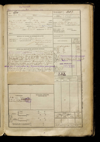 Leu, Pierre Léon Joseph, né le 22 novembre 1894 à Saulty (Pas-de-Calais), classe 1914, matricule n° 1407, Bureau de recrutement d'Amiens