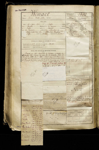 Wimart, Simon Charles Julien, né le 15 juin 1895 à Fieffes-Montrelet (Somme), classe 1915, matricule n° 1392, Bureau de recrutement d'Abbeville