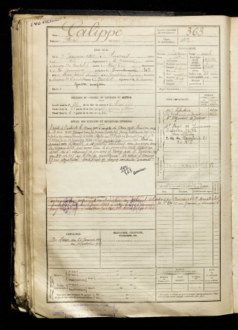 Calippe, René, né le 07 janvier 1901 à Amiens (Somme), classe 1921, matricule n° 363, Bureau de recrutement d'Amiens