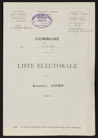 Liste électorale : Coisy