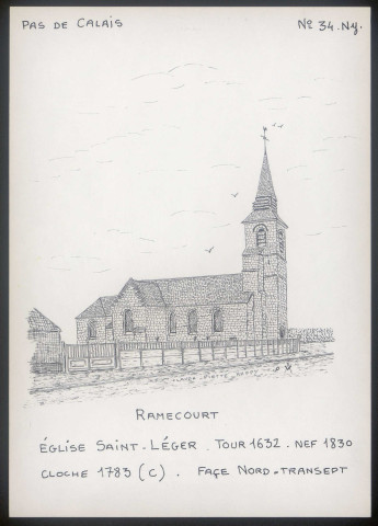 Ramecourt (Pas-de-Calais) : église Saint-Léger, face nord - (Reproduction interdite sans autorisation - © Claude Piette)