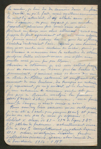 Témoignage de Anonyme 21 et correspondance avec Jacques Péricard