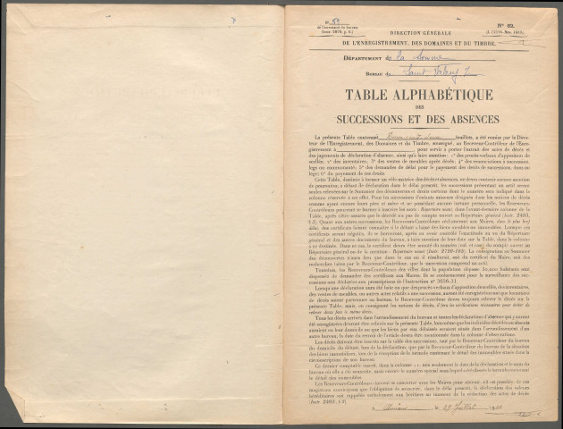Table des successions et absences du bureau de Saint-Valery-sur-Somme