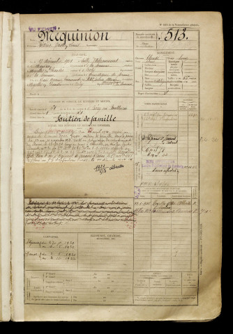 Méquinion, Frédéric Gaston Louis, né le 17 décembre 1901 à Sailly-Flibeaucourt (Somme), classe 1921, matricule n° 513, Bureau de recrutement d'Abbeville
