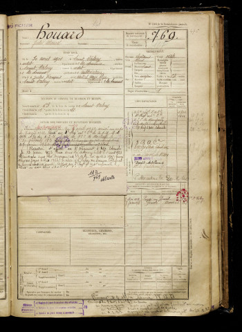 Houard, Jules Marcel, né le 30 avril 1901 à Saint-Valery-sur-Somme (Somme), classe 1921, matricule n° 769, Bureau de recrutement d'Abbeville