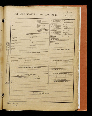 Inconnu, classe 1917, matricule n° 211, Bureau de recrutement d'Amiens