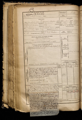 Pierru, Edmond Hippolyte Onésime, né le 30 avril 1869 à Yaucourt-Bussus (Somme), classe 1889, matricule n° 854, Bureau de recrutement d'Abbeville