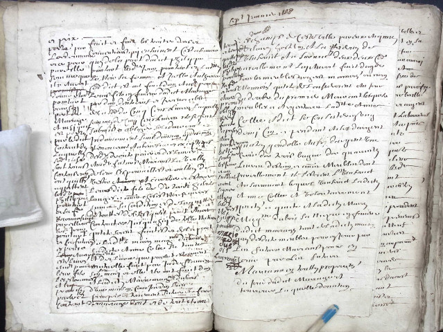 Etude de Me Pierre Lagrene à Amiens (étude n°4). Minutes des années 1668-1669