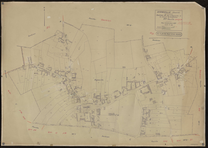 Plan du cadastre rénové - Aigneville : section A1