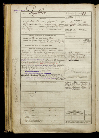 Gombart, Roger, né le 17 mai 1896 à Sancourt (Somme), classe 1916, matricule n° 1158, Bureau de recrutement de Péronne