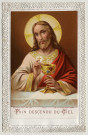 Image pieuse dentelle. Pain descendu du Ciel. Le Christ instituant l'eucharistie