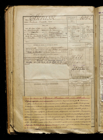 Thérasse, Ambroise Dansité, né le 22 mai 1899 à Toeufles (Somme), classe 1919, matricule n° 1092, Bureau de recrutement d'Abbeville