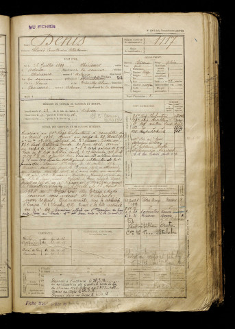 Denis, Clovis Constantin Albert, né le 28 juillet 1899 à Hérissart (Somme), classe 1919, matricule n° 1117, Bureau de recrutement d'Abbeville