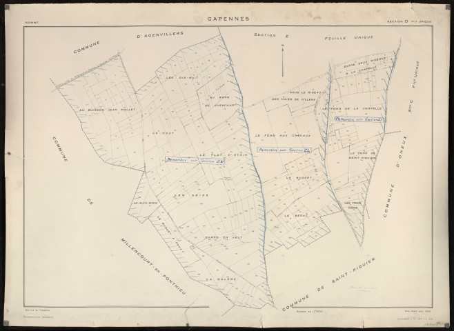 Plan du cadastre rénové - Gapennes : section D