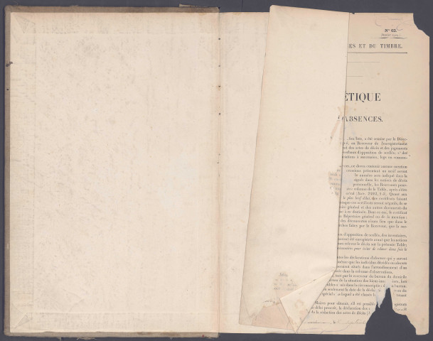 Table des successions et absences du bureau d'Amiens