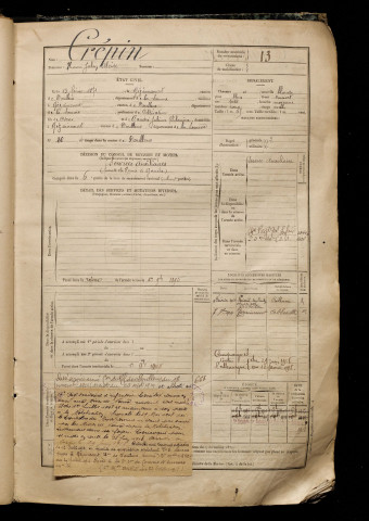 Crépin, Henri Julien Alcide, né le 15 février 1871 à Gézaincourt (Marne), classe 1891, matricule n° 13, Bureau de recrutement d'Abbeville