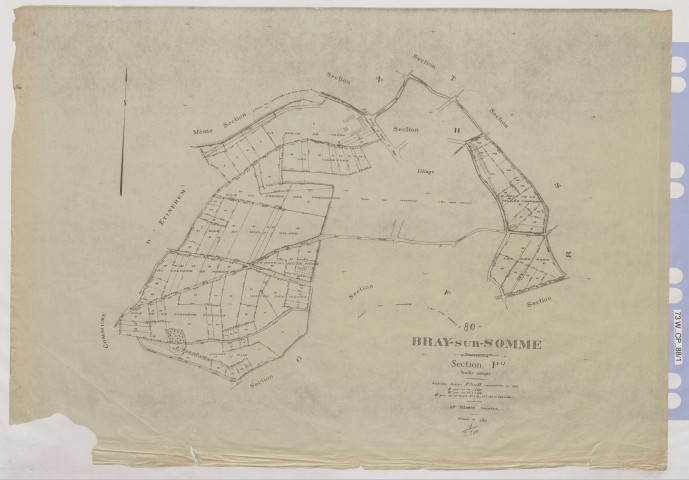 Plan du cadastre rénové - Bray-sur-somme : section P