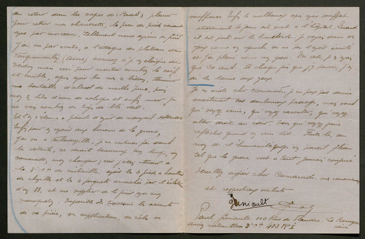Témoignage de Guniault, Paul et correspondance avec Jacques Péricard
