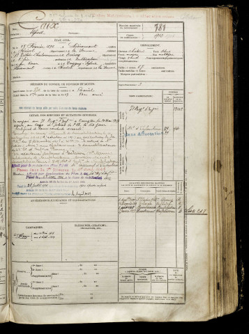 Caix, Alfred, né le 15 février 1896 à Liéramont (Somme), classe 1916, matricule n° 781, Bureau de recrutement de Péronne