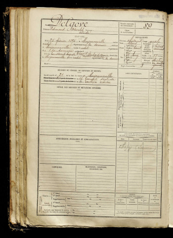 Delgove, Edmond Oswald Alcide, né le 25 février 1895 à Moyenneville (Somme), classe 1915, matricule n° 89, Bureau de recrutement d'Abbeville