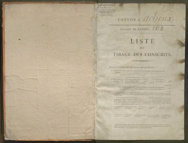 Tirage au sort (arrondissement de Doullens) de l'année 1814