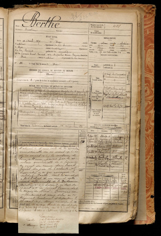 Berthe, Ernest, né le 10 avril 1872 à Rue (Somme), classe 1892, matricule n° 421, Bureau de recrutement d'Abbeville