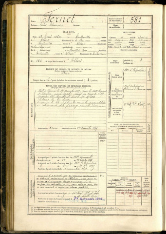 Thuillier, Achille Joseph, né le 05 août 1864 à Thiépval (Somme, France), classe 1884, matricule n° 580, Bureau de recrutement de Péronne