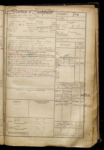 Boudoux D'Hautefeuille, Marie Joseph Antoine André, né le 12 janvier 1897 à Curchy (Somme), classe 1917, matricule n° 709, Bureau de recrutement de Péronne