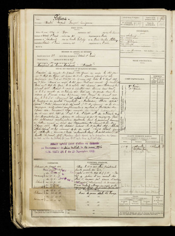 Pétine, André Eugène François Lucie, né le 11 mai 1896 à Roye (Somme), classe 1916, matricule n° 1031, Bureau de recrutement d'Abbeville