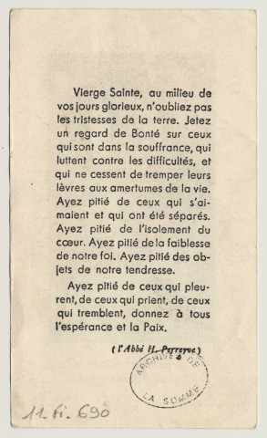 A la grotte bénie, j'ai prié pour vous. Palais du rosaire