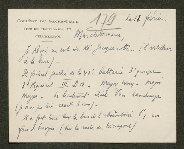 Témoignage de Debauche (Abbé), René (Lieutenant) et correspondance avec Jacques Péricard