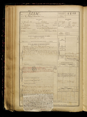 Josse, Louis Alexandre Désiré, né le 14 avril 1878 à Chaulnes (Somme), classe 1898, matricule n° 1212, Bureau de recrutement de Péronne