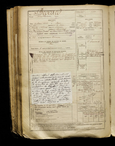 Brocard, Léon Antoine, né le 09 mars 1882 à Paris (Paris), classe 1902, matricule n° 780, Bureau de recrutement d'Abbeville