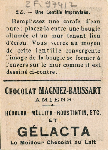Chocolat Magniez-Baussart, Amiens. Image 255 : une lentille improvisée