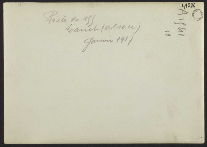 PIECE DE 155. TANET (ALSACE). JANVIER 1917