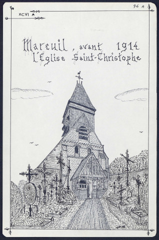 Mareuil avant 1914 : l'église Saint-Christophe - (Reproduction interdite sans autorisation - © Claude Piette)