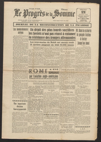 Le Progrès de la Somme, numéro 23025, 21 juillet 1943