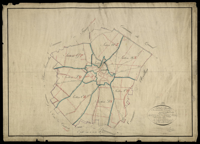 Plan du cadastre napoléonien - Hangest-en-Santerre (Hangest) : tableau d'assemblage