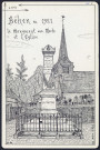Béhen en 1921 : le monument aux morts et l'église - (Reproduction interdite sans autorisation - © Claude Piette)