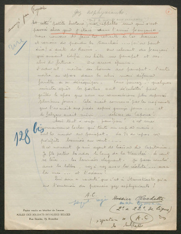 Témoignage de Clochette, Alphonse (Segent major - ancien légionnaire) et correspondance avec Jacques Péricard