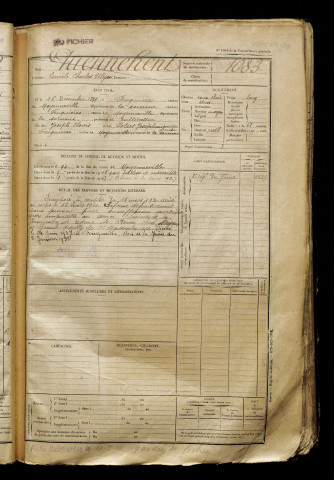 Quennehent, Emile Charles Ulysse, né le 16 décembre 1899 à Feuquières-en-Vimeu (Somme), classe 1919, matricule n° 1083, Bureau de recrutement d'Abbeville