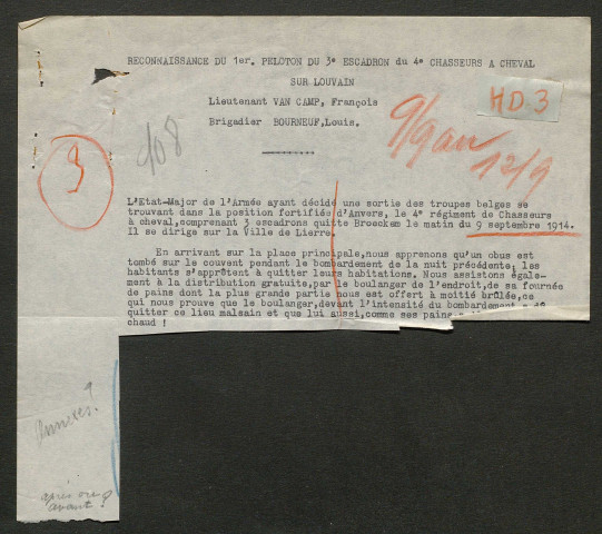 Témoignage de Cologne, Léopold (Maréchal des logis) et correspondance avec Jacques Péricard